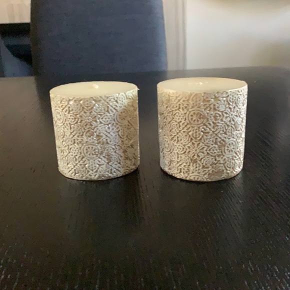 Pottery Barn Basilica Pillar Candle-set of 2